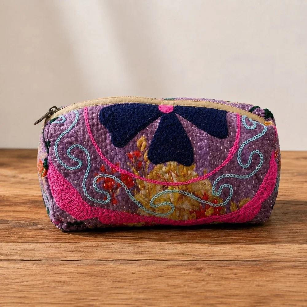 Kantha Quilted Embroidered Pouch Bag Accessories Travel Toiletry‎ Utility Boho